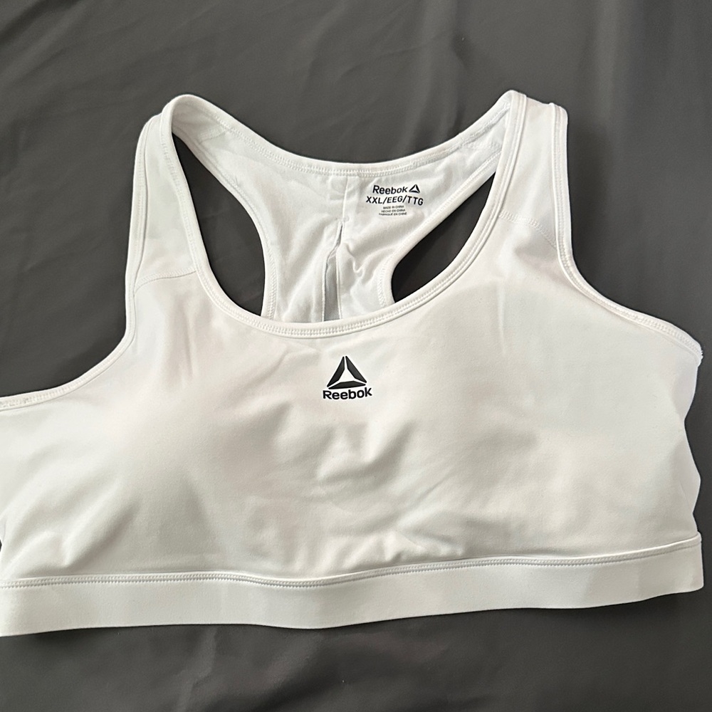Reebok White Racerback Support Sports Bra